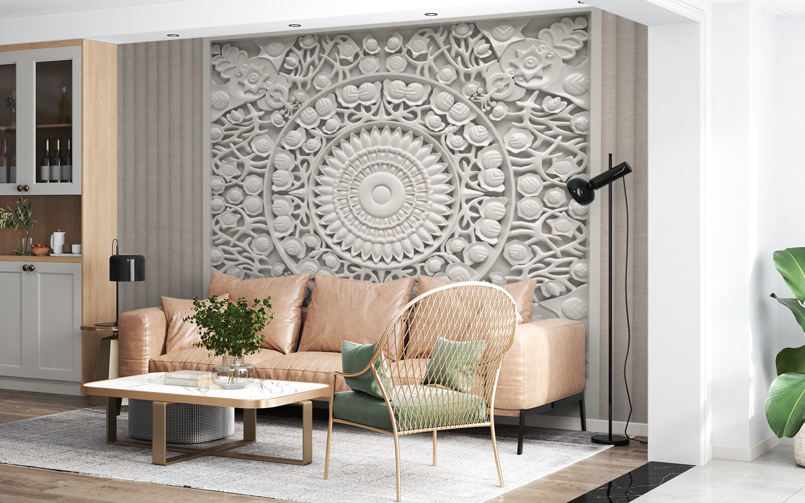 Fototapeta płaskorzeźba o objętości na szarym tle