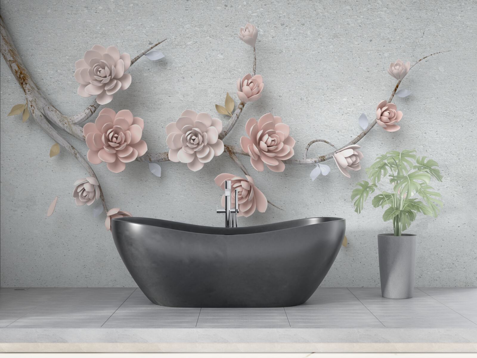 Fototapeta samodzielna gałąź z otwierającymi się pąkami