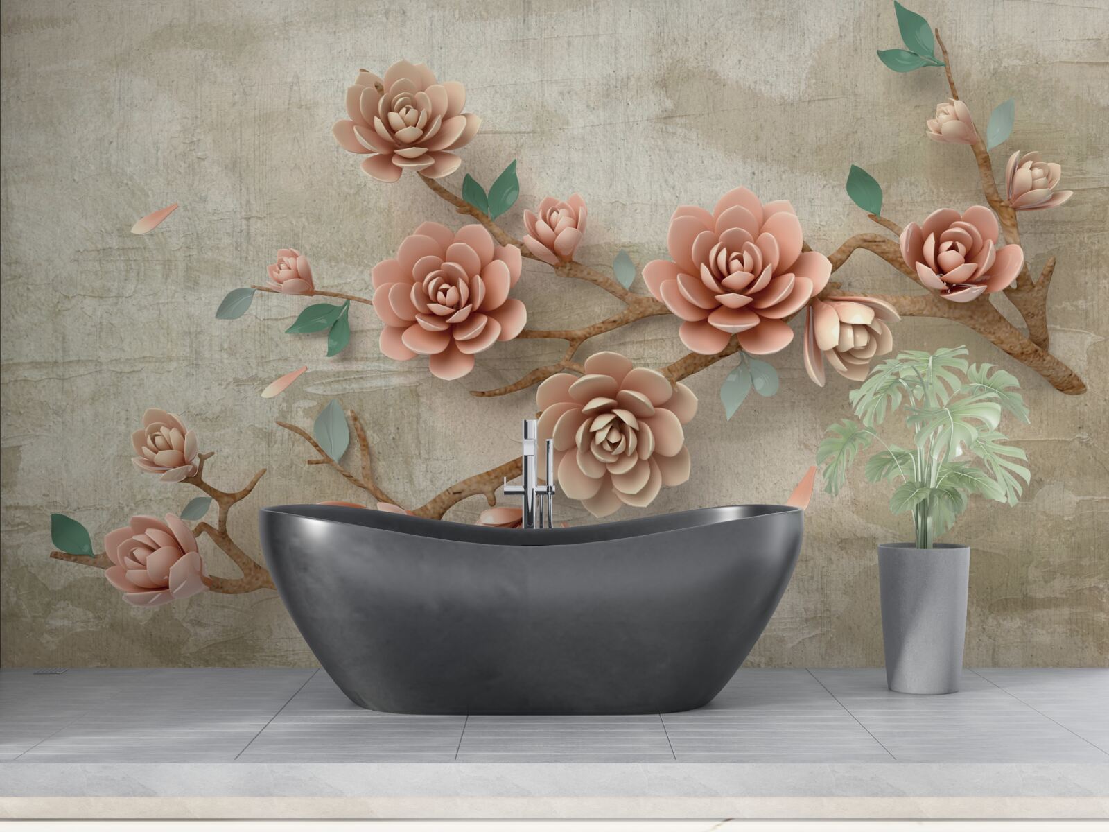 Fototapeta podczas deszczu na gałęziach pojawiają się brązowe pąki