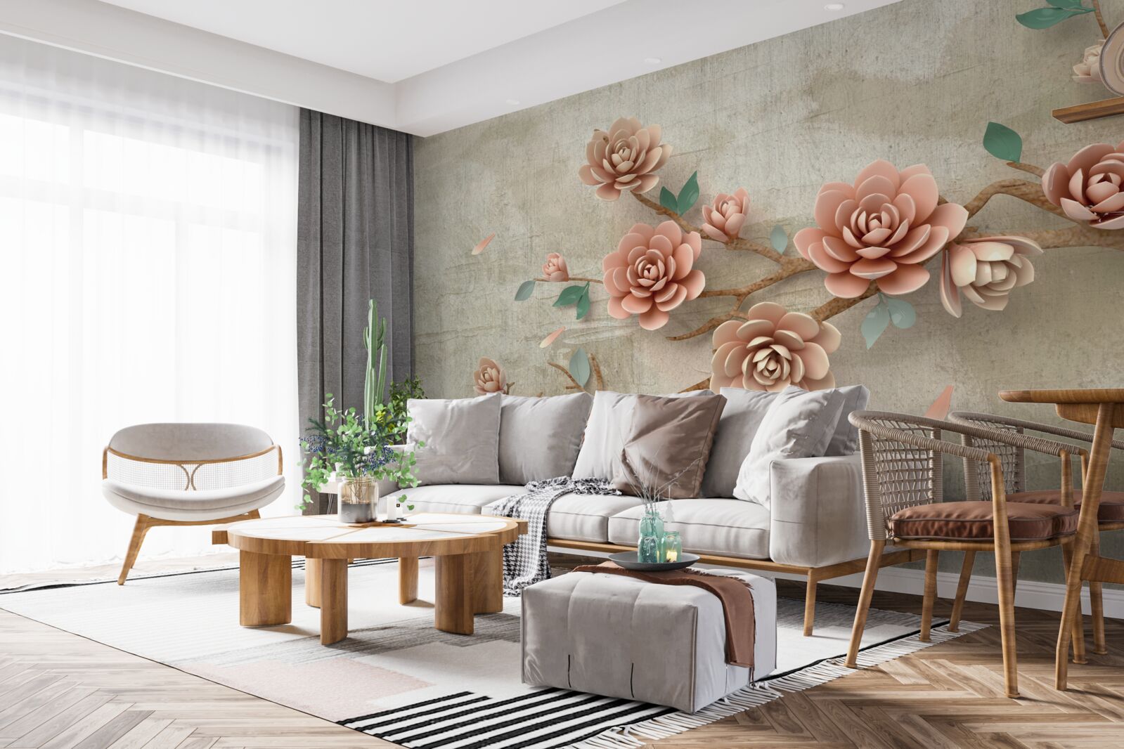 Fototapeta podczas deszczu na gałęziach pojawiają się brązowe pąki