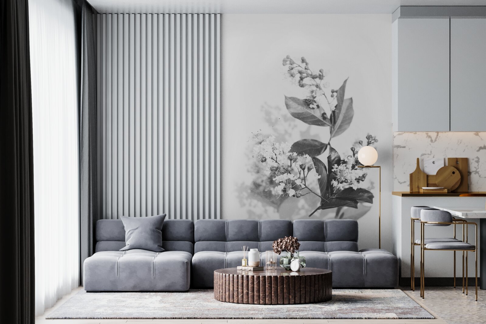 Fototapeta gałąź z pąkami kwiatowymi o szmaragdowej piękności