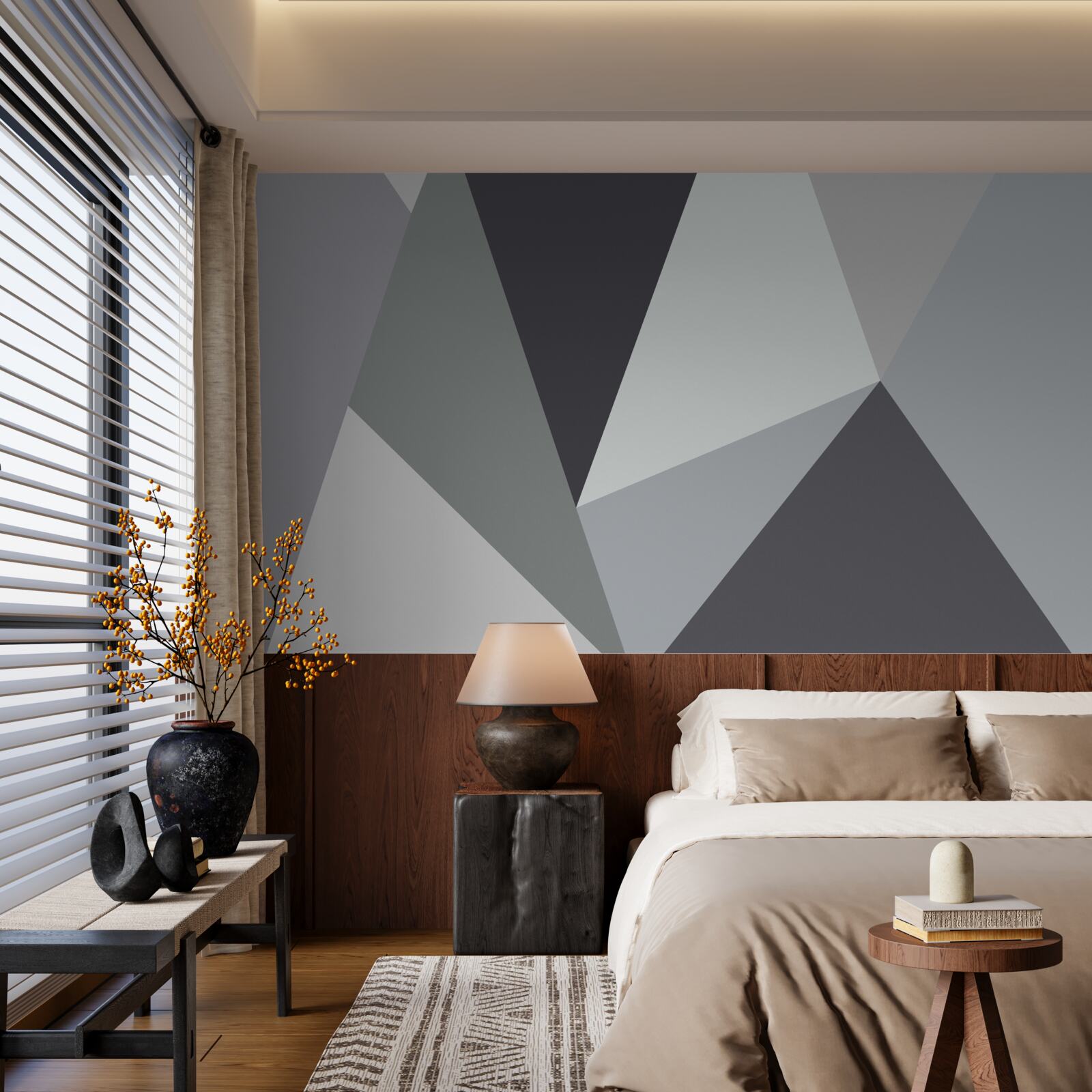 Fototapeta ciemne i jasnoszare trójkąty