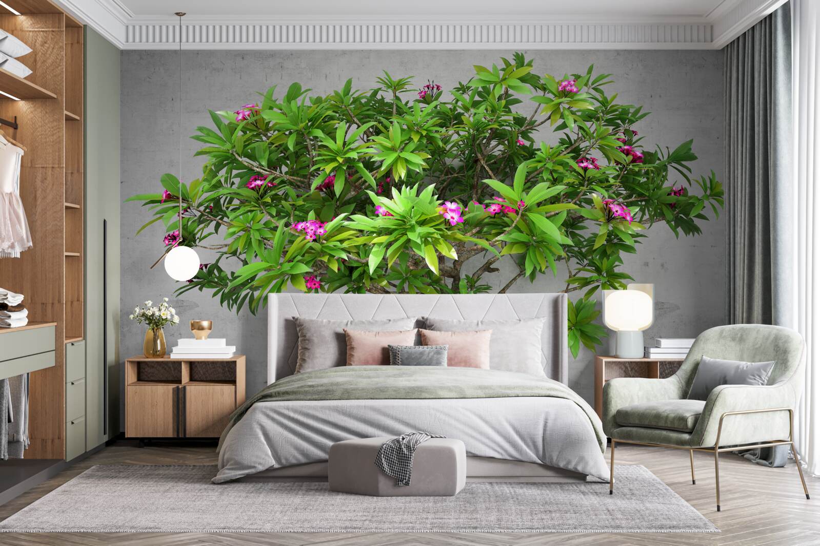 Fototapeta błysk zieleni na drzewie liściastym