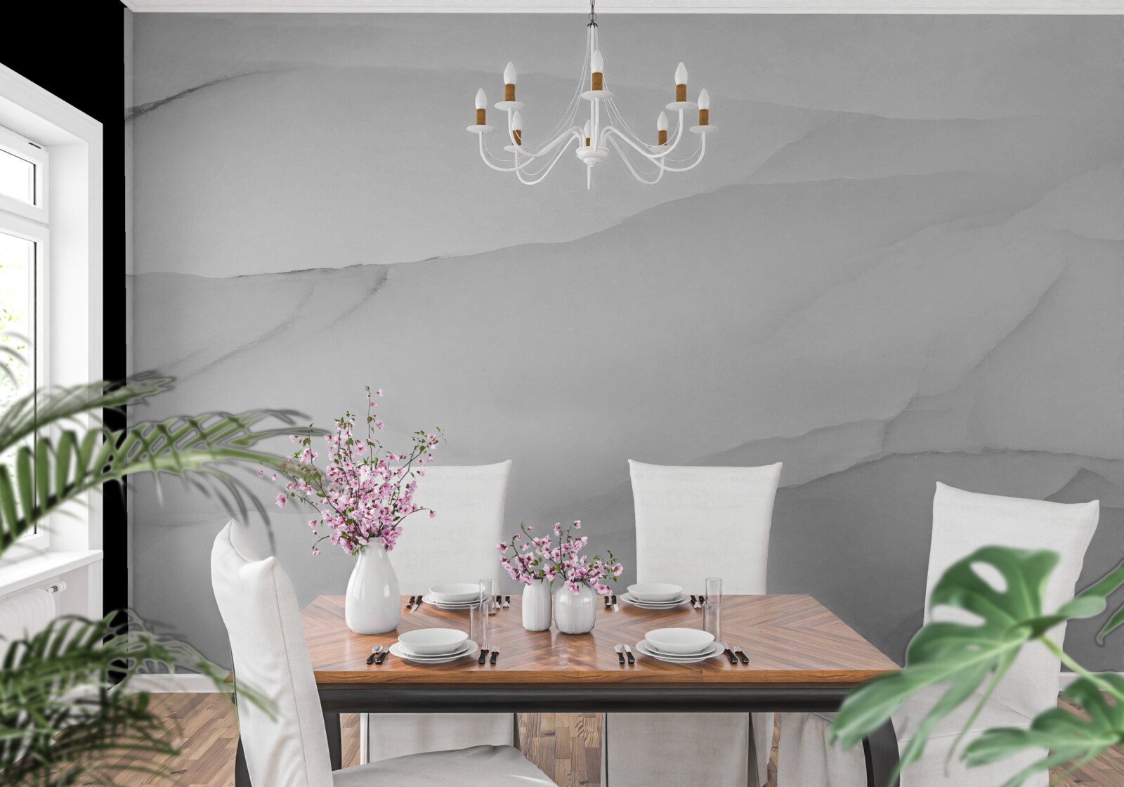 Fototapeta marmur pokryty jest gęstą mgłą