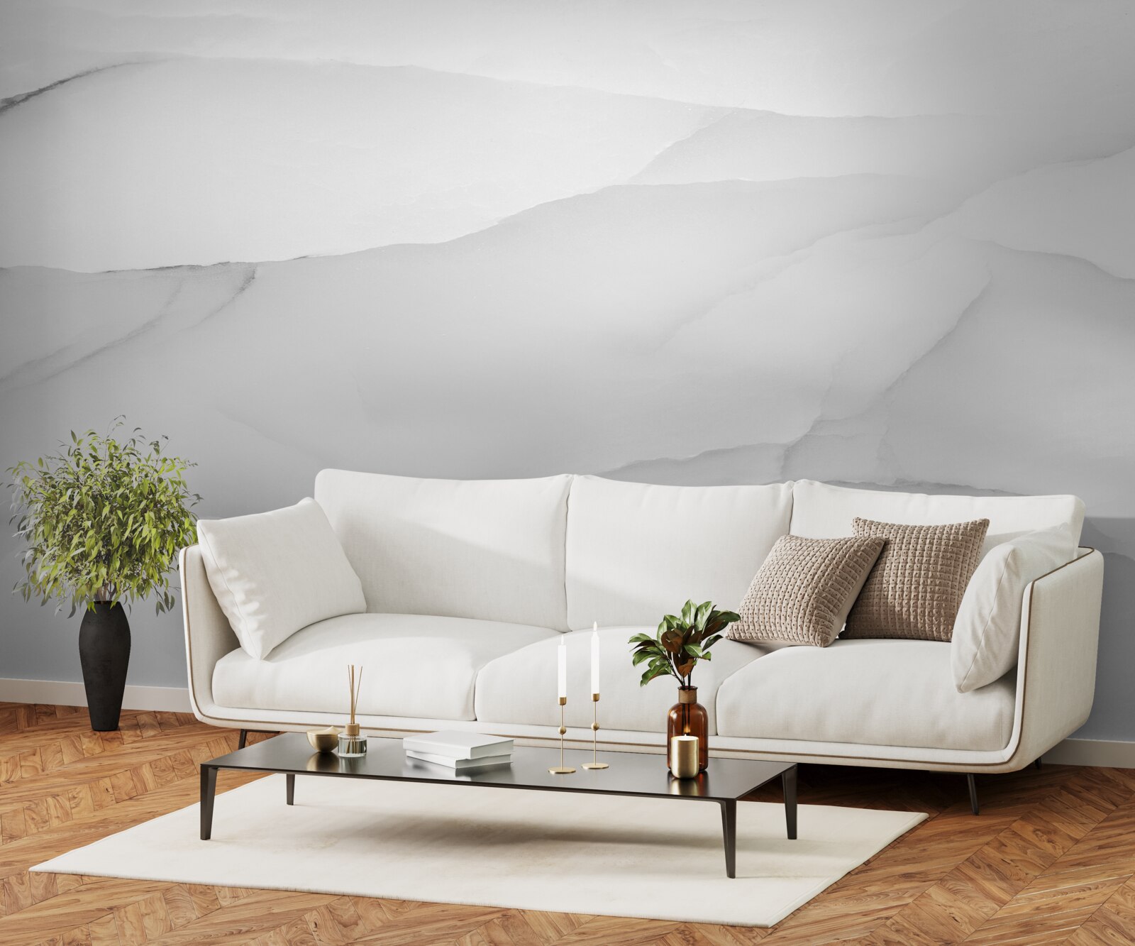 Fototapeta marmur pokryty jest gęstą mgłą