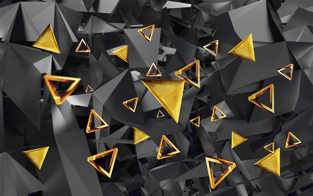 Fototapeta złote trójkąty powstające przeciwko ciemności