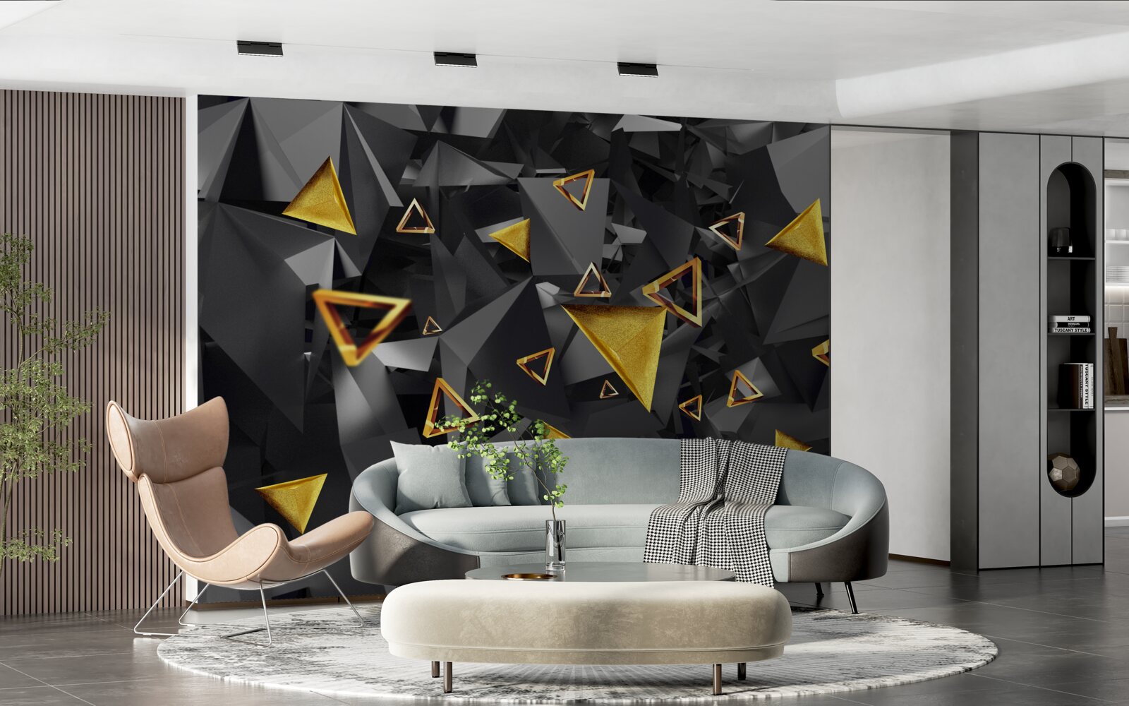 Fototapeta złote trójkąty powstające przeciwko ciemności