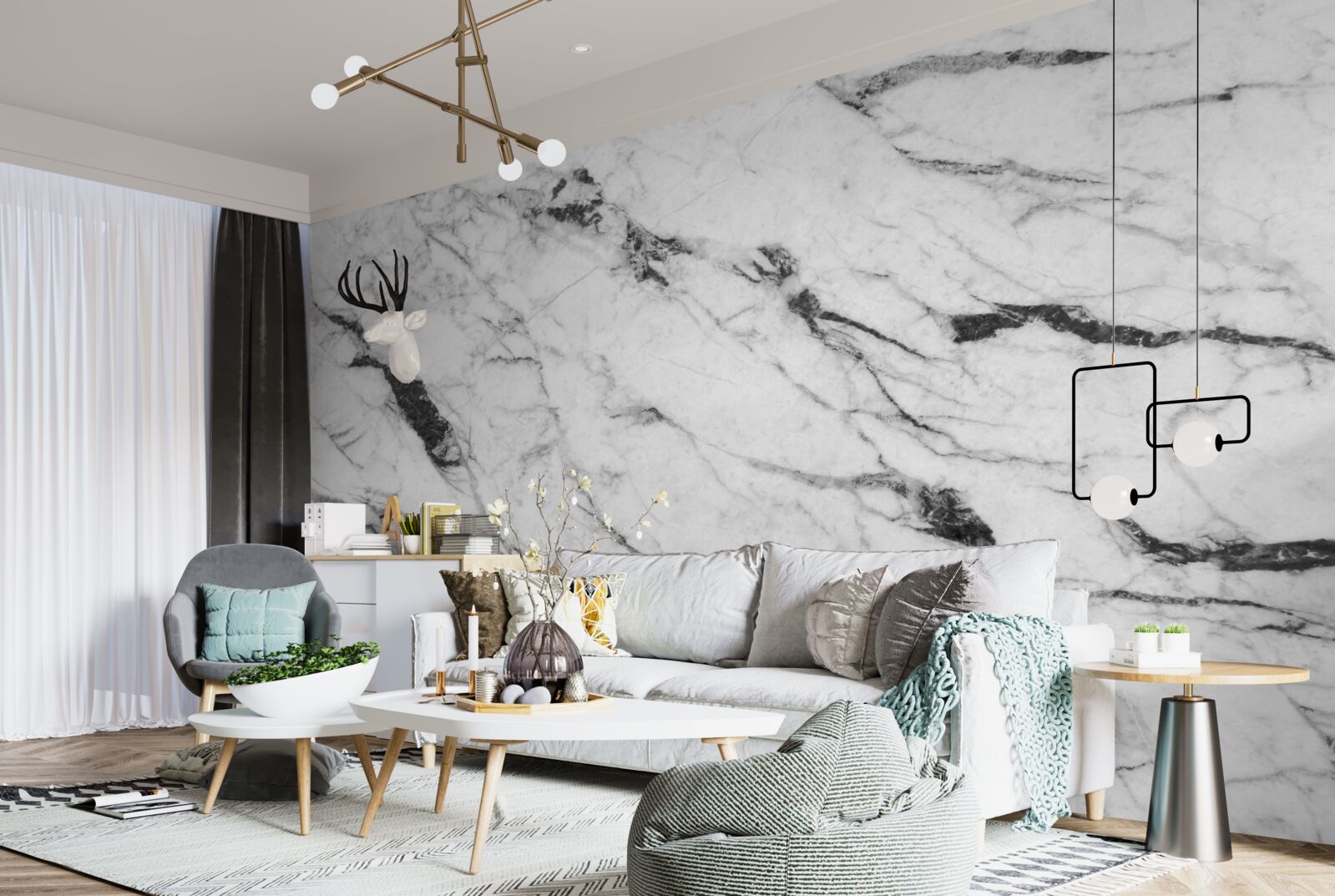 Fototapeta połączenie białego i niebieskiego dymu