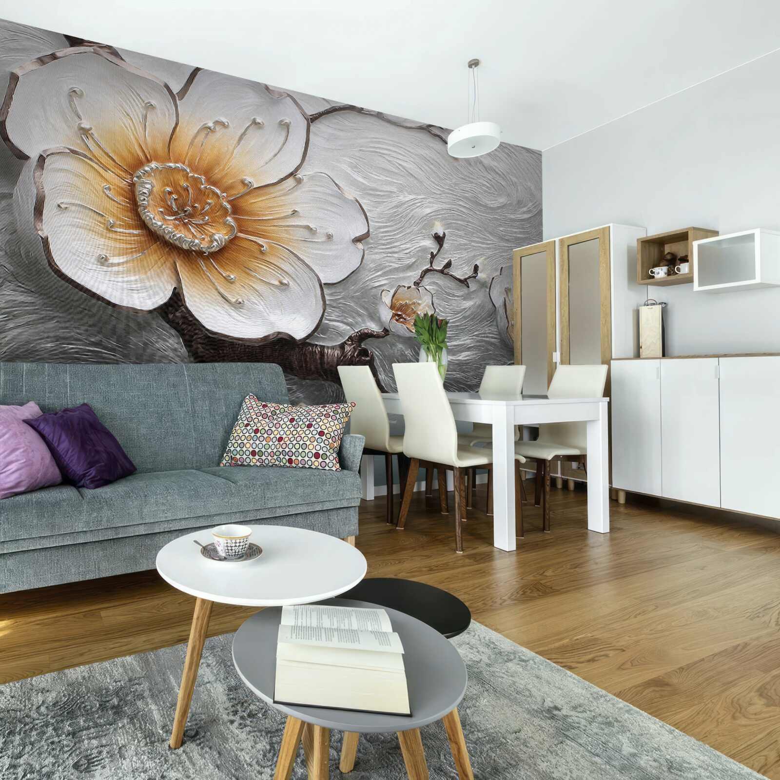 Fototapeta Śnieżnobiała magnolia nad wodną mgłą jest urzekająco piękna