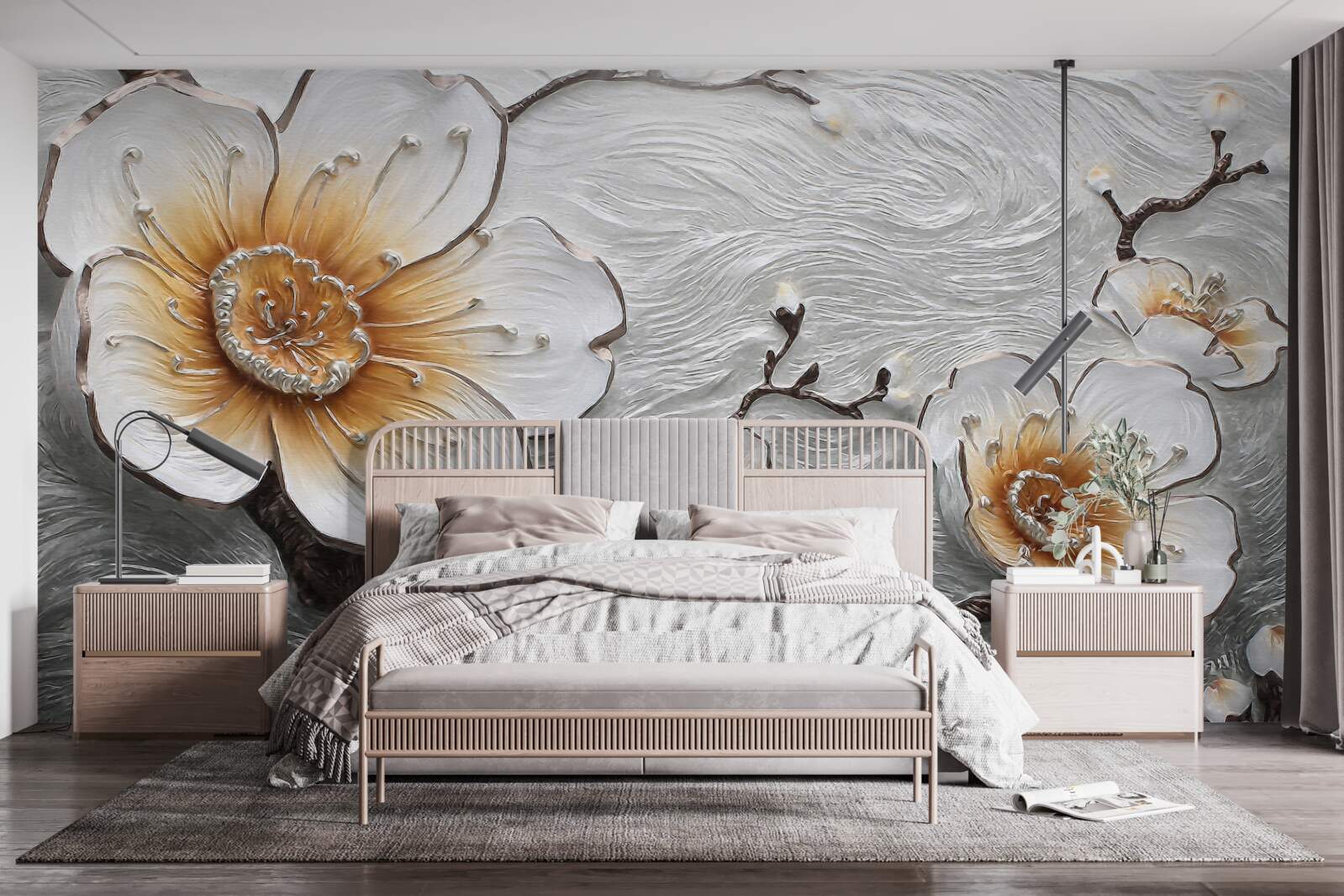 Fototapeta Śnieżnobiała magnolia nad wodną mgłą jest urzekająco piękna