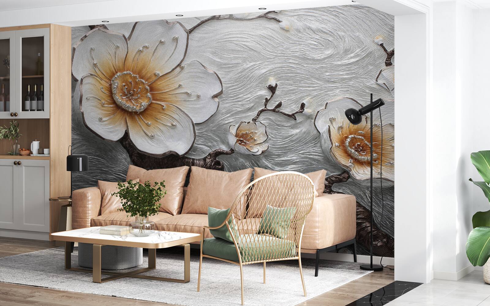 Fototapeta Śnieżnobiała magnolia nad wodną mgłą jest urzekająco piękna