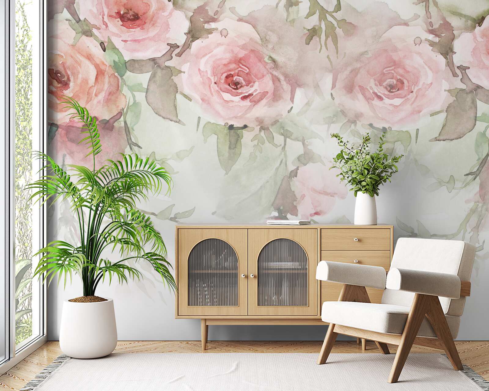 Fototapeta zwisają ogromne, różowe kwiaty