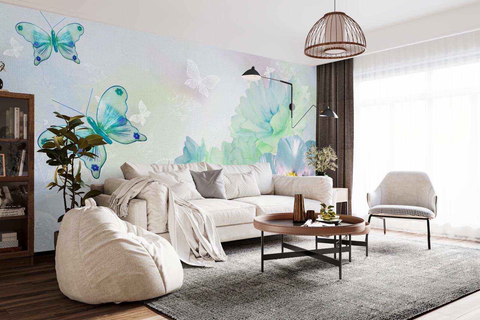 Fototapeta kwiaty czułości i skrzydlate motyle