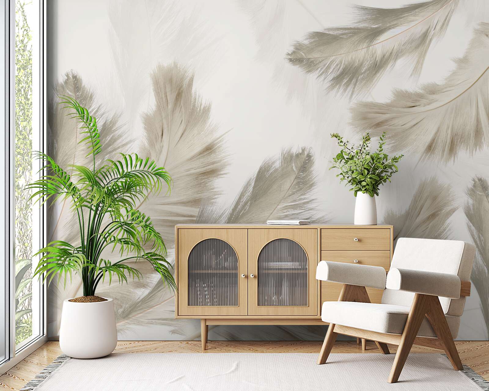 Fototapeta puszyste pióra unoszące się w powietrzu