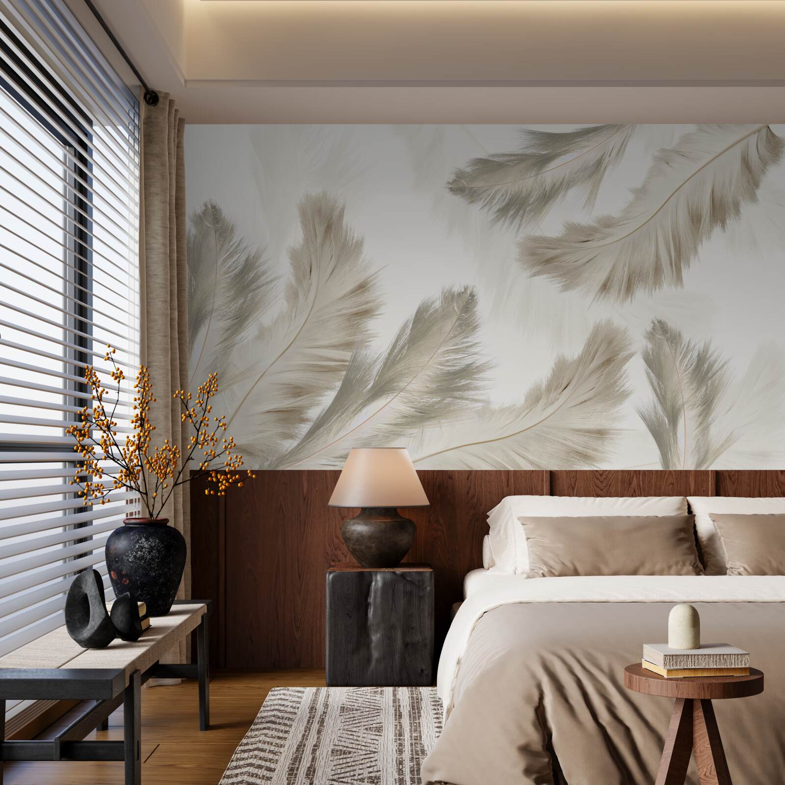 Fototapeta puszyste pióra unoszące się w powietrzu