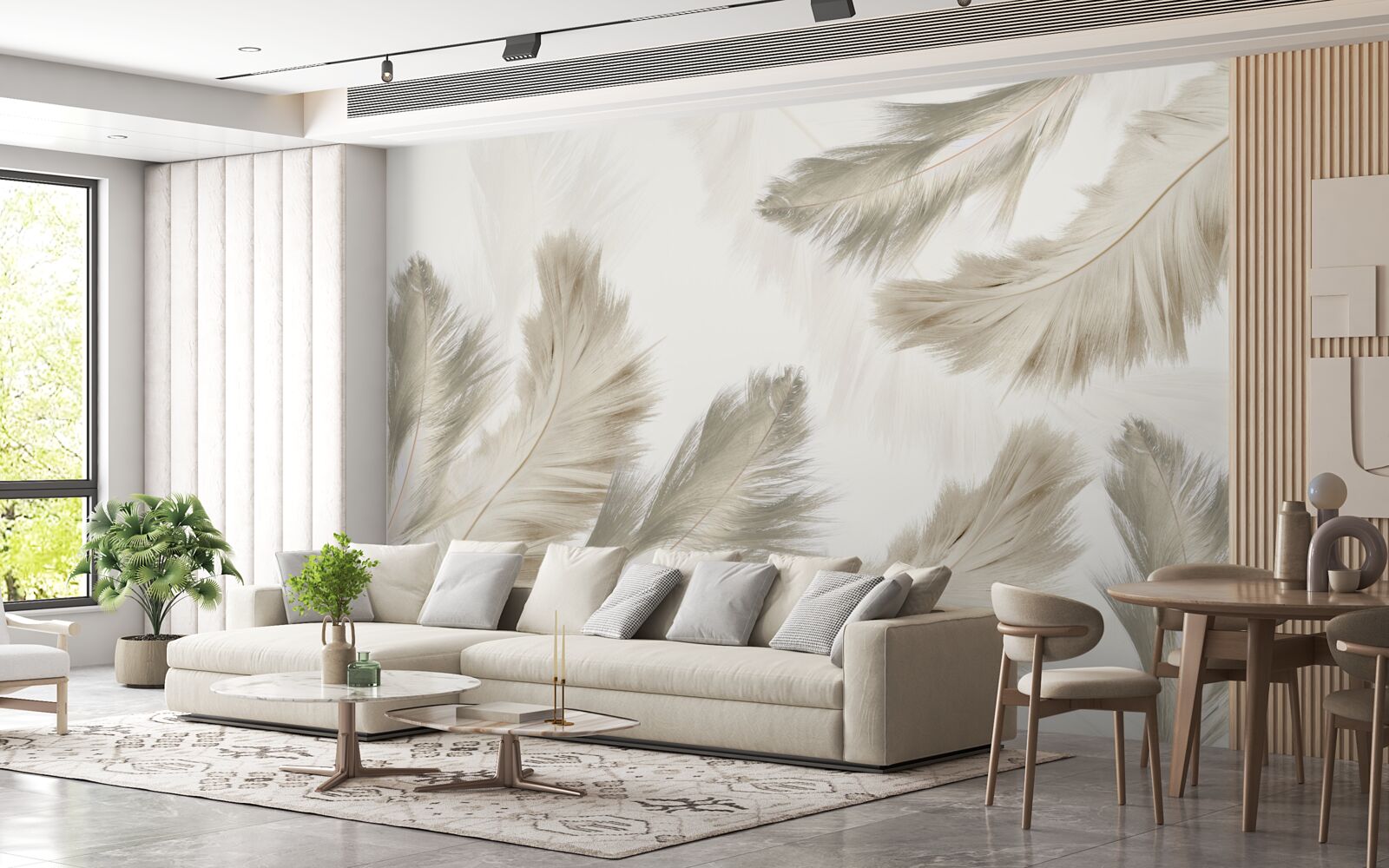 Fototapeta puszyste pióra unoszące się w powietrzu