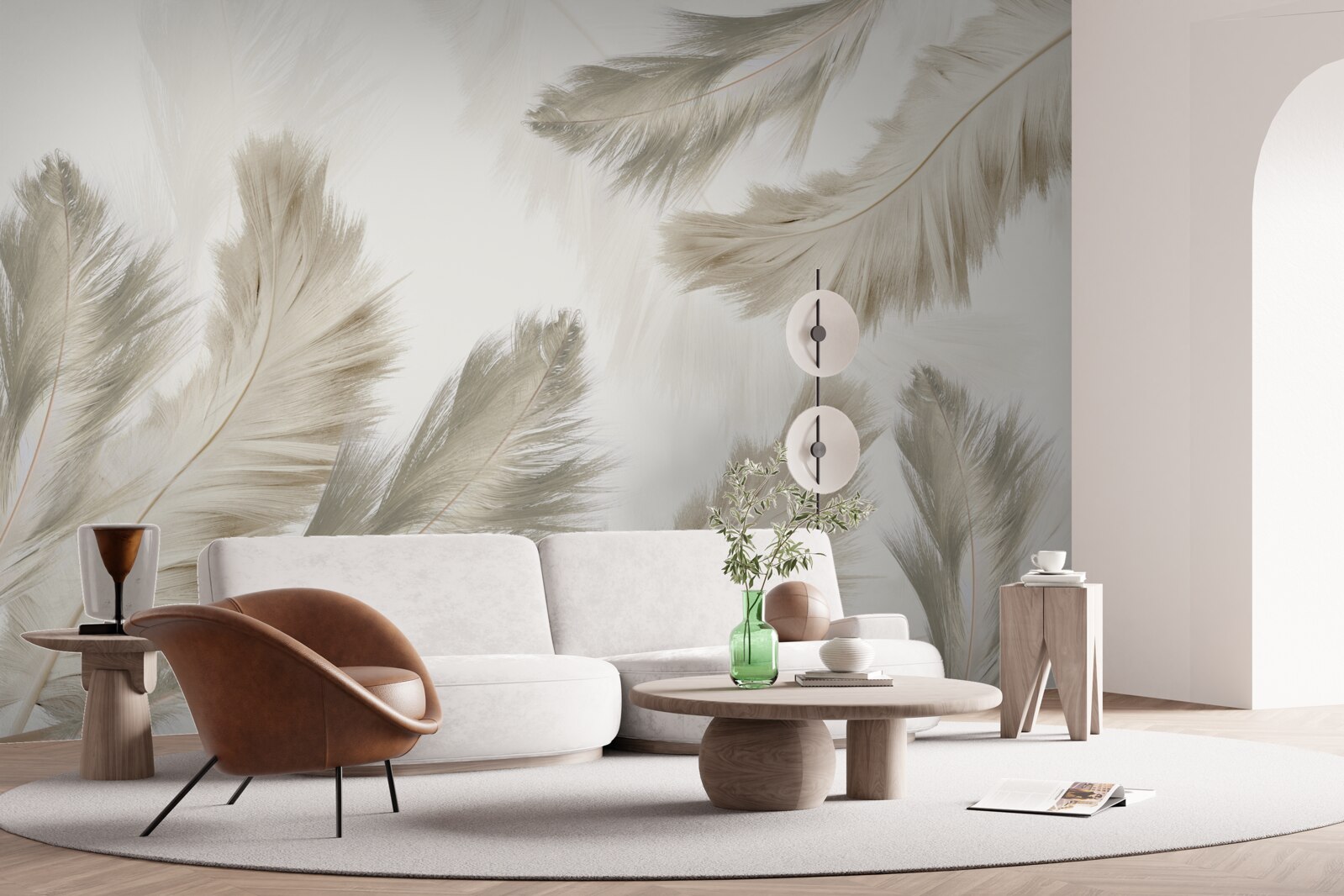 Fototapeta puszyste pióra unoszące się w powietrzu