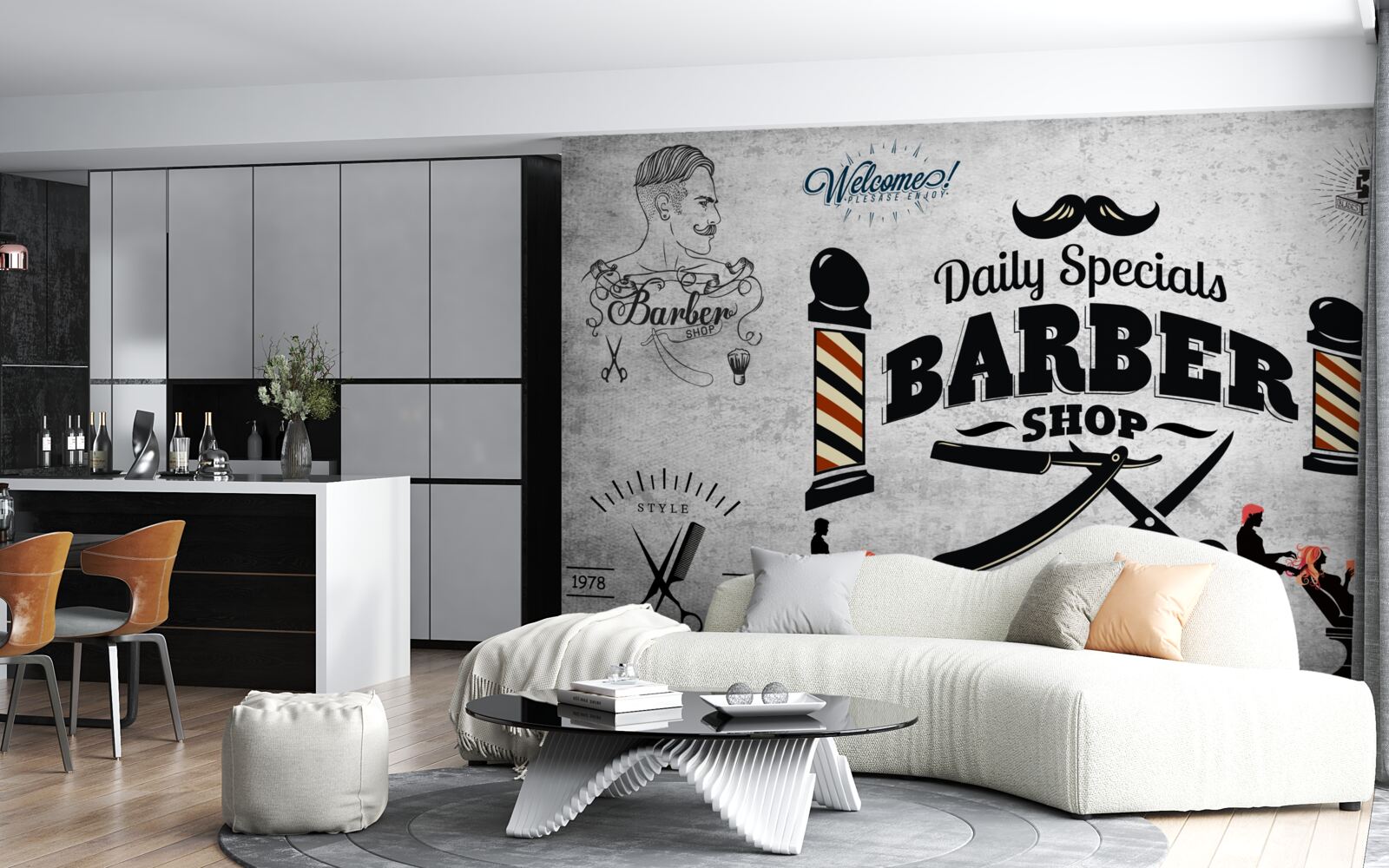 Fototapeta reklama salonu fryzjerskiego na fasadzie