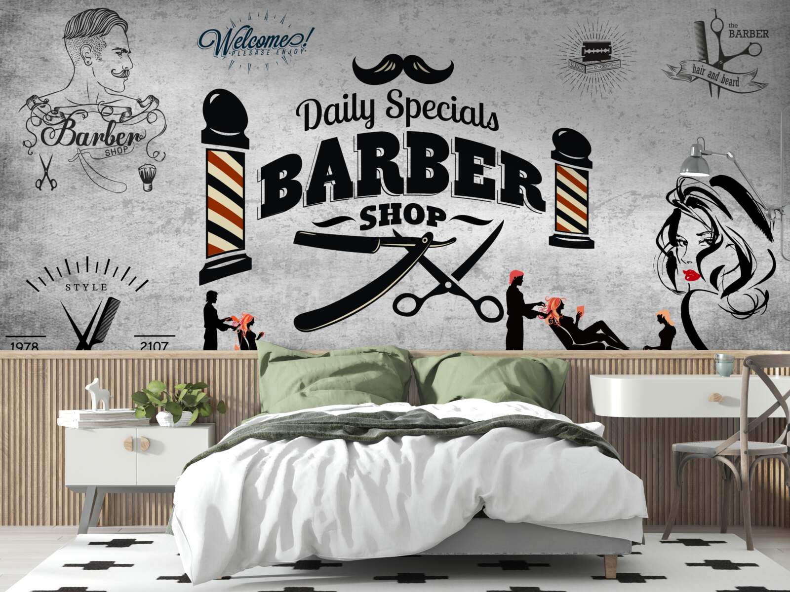 Fototapeta reklama salonu fryzjerskiego na fasadzie