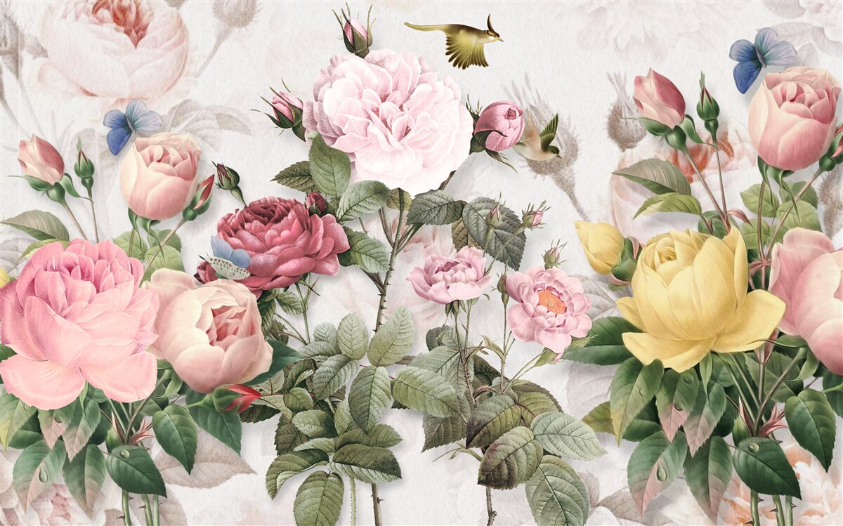 Fototapeta wybuchowy zestaw zieleni i letnich odcieni kwiatów