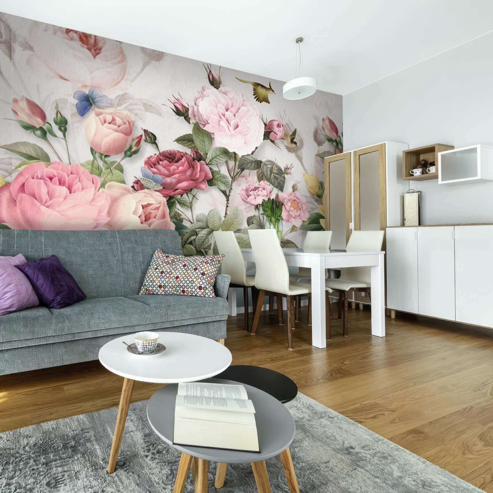 Fototapeta wybuchowy zestaw zieleni i letnich odcieni kwiatów