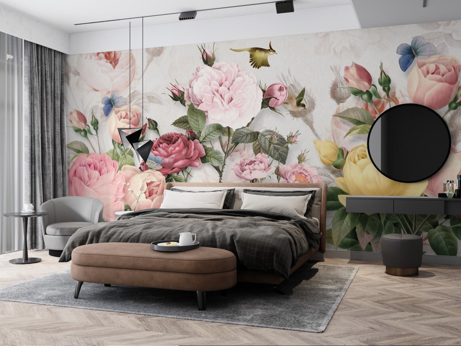 Fototapeta wybuchowy zestaw zieleni i letnich odcieni kwiatów