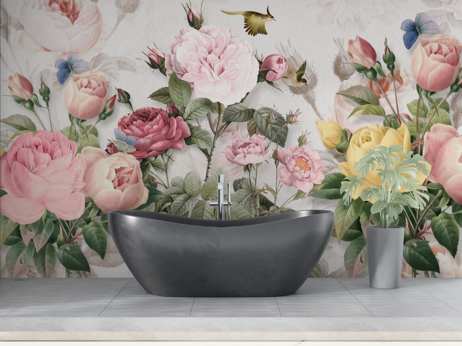 Fototapeta wybuchowy zestaw zieleni i letnich odcieni kwiatów