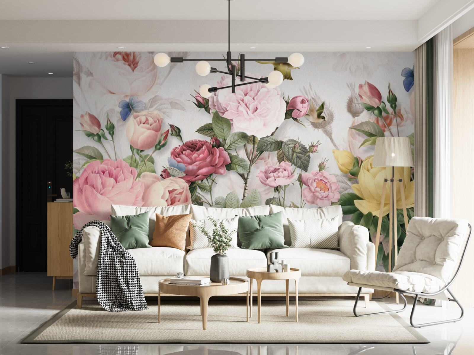 Fototapeta wybuchowy zestaw zieleni i letnich odcieni kwiatów