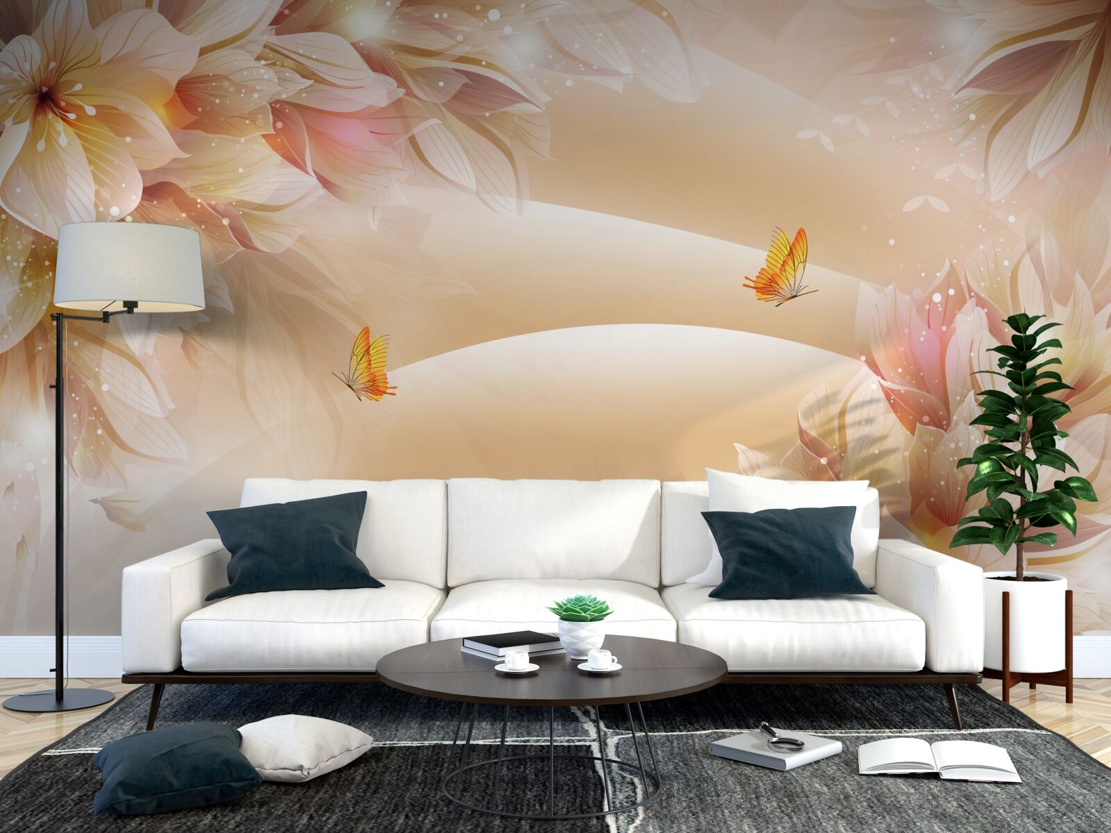 Fototapeta kwitnące pąki zdobią brązowy jedwab