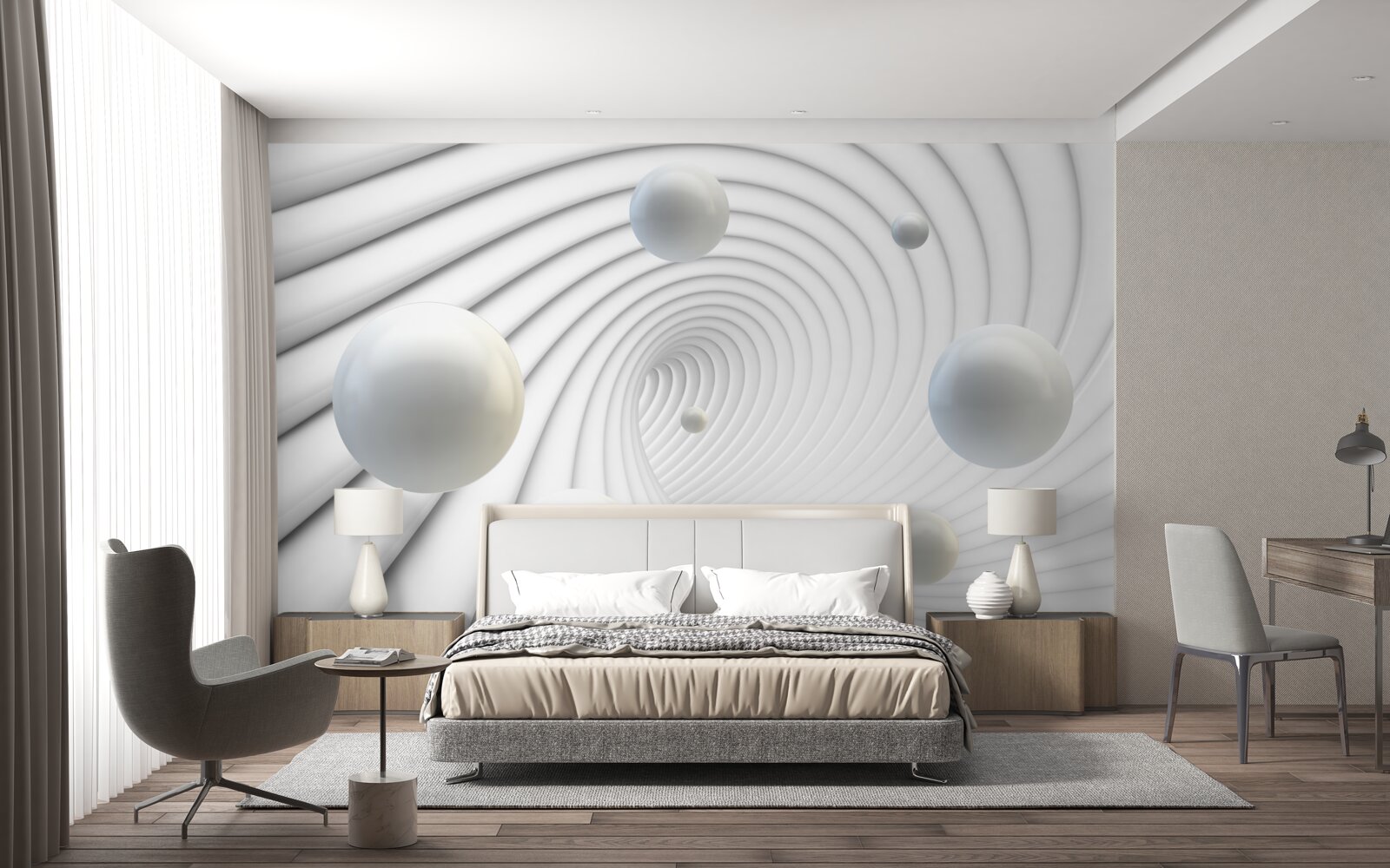 Fototapeta białe kulki unoszą się gładko w powietrzu