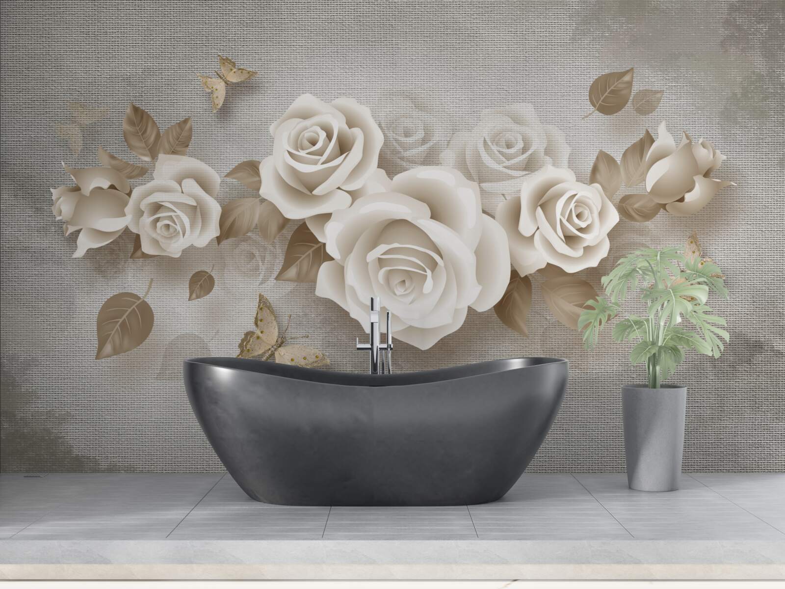 Fototapeta pełen wdzięku łodyga róży w kolorze kości słoniowej