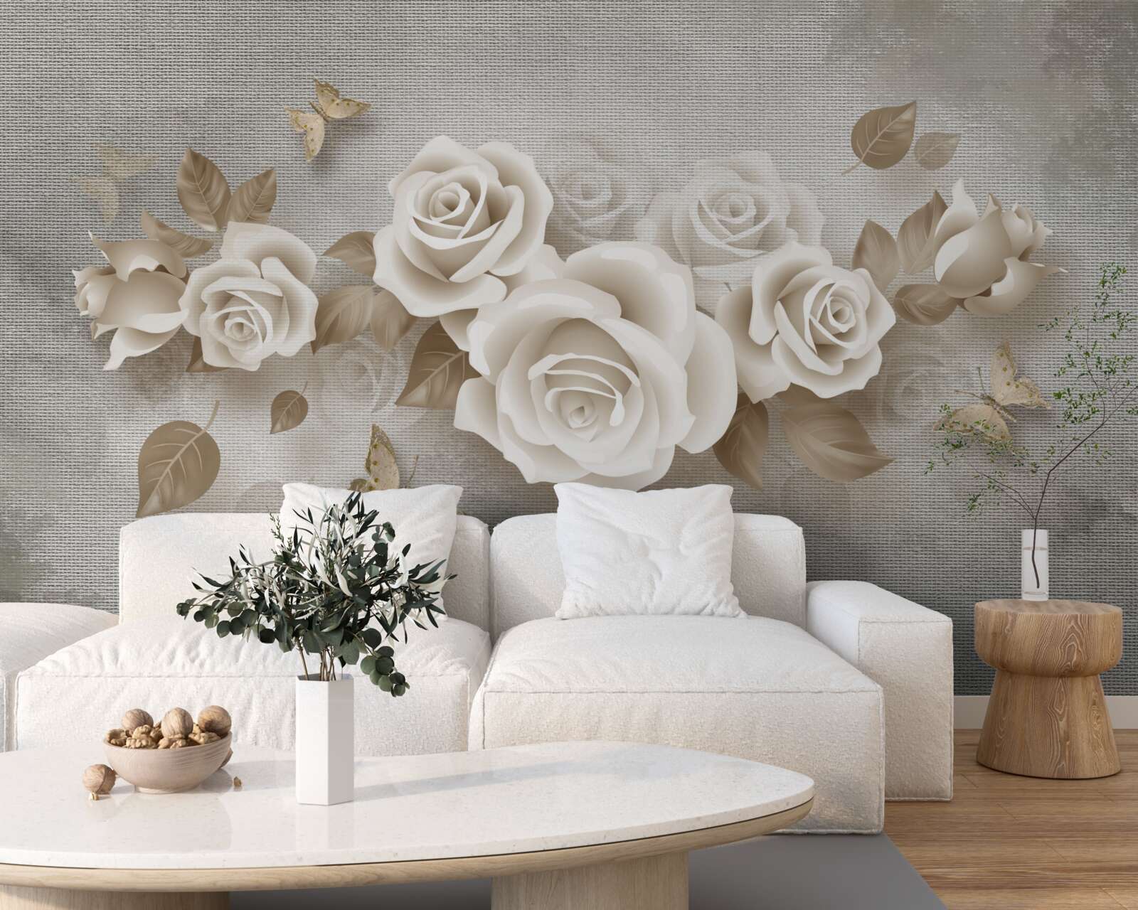 Fototapeta pełen wdzięku łodyga róży w kolorze kości słoniowej