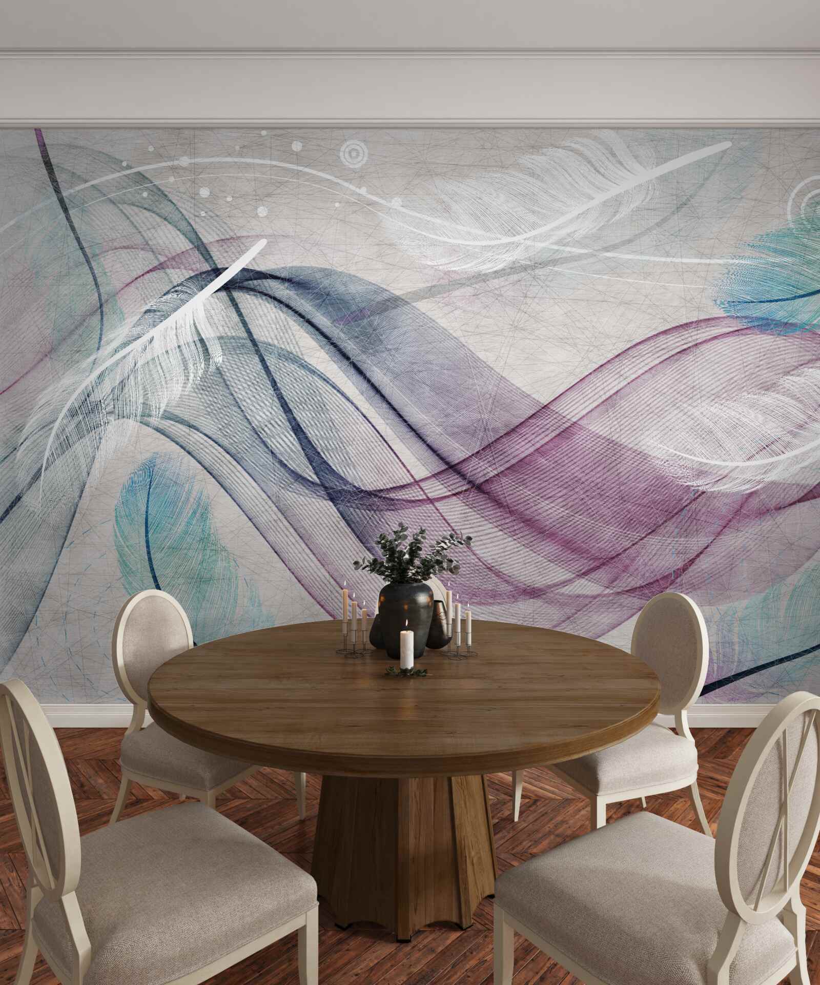 Fototapeta abstrakcja w kolorach piór i fal