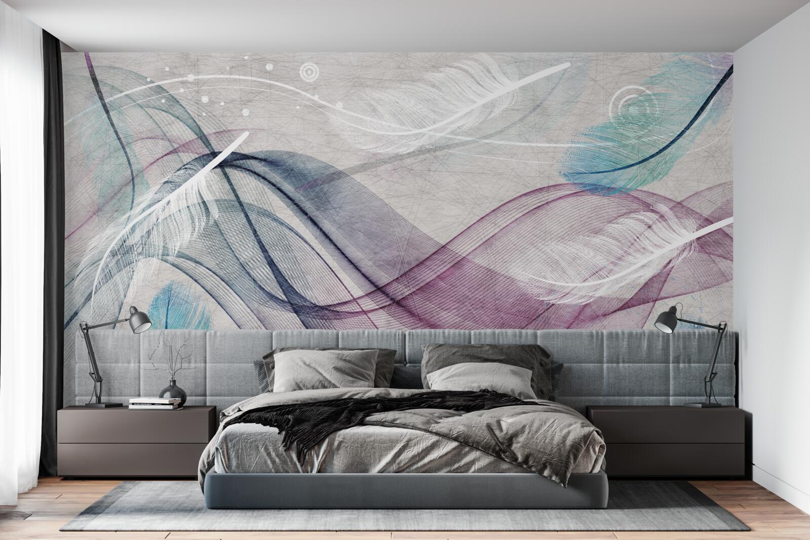Fototapeta abstrakcja w kolorach piór i fal