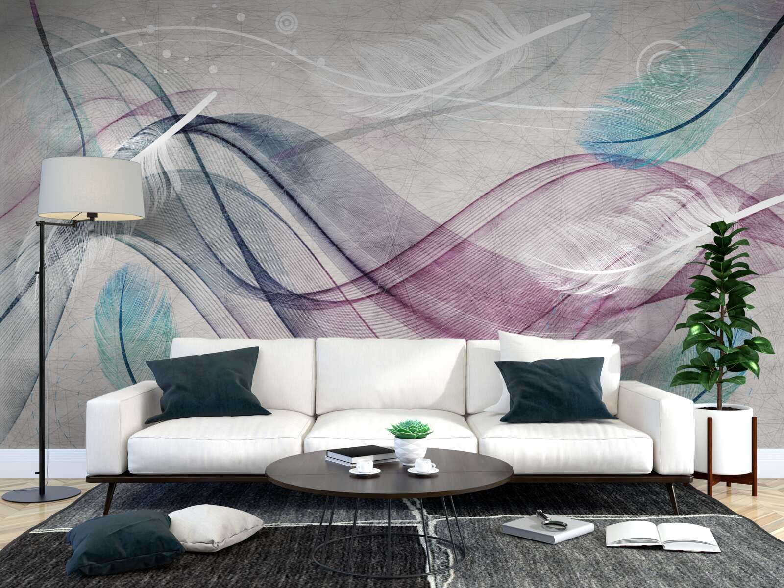 Fototapeta abstrakcja w kolorach piór i fal
