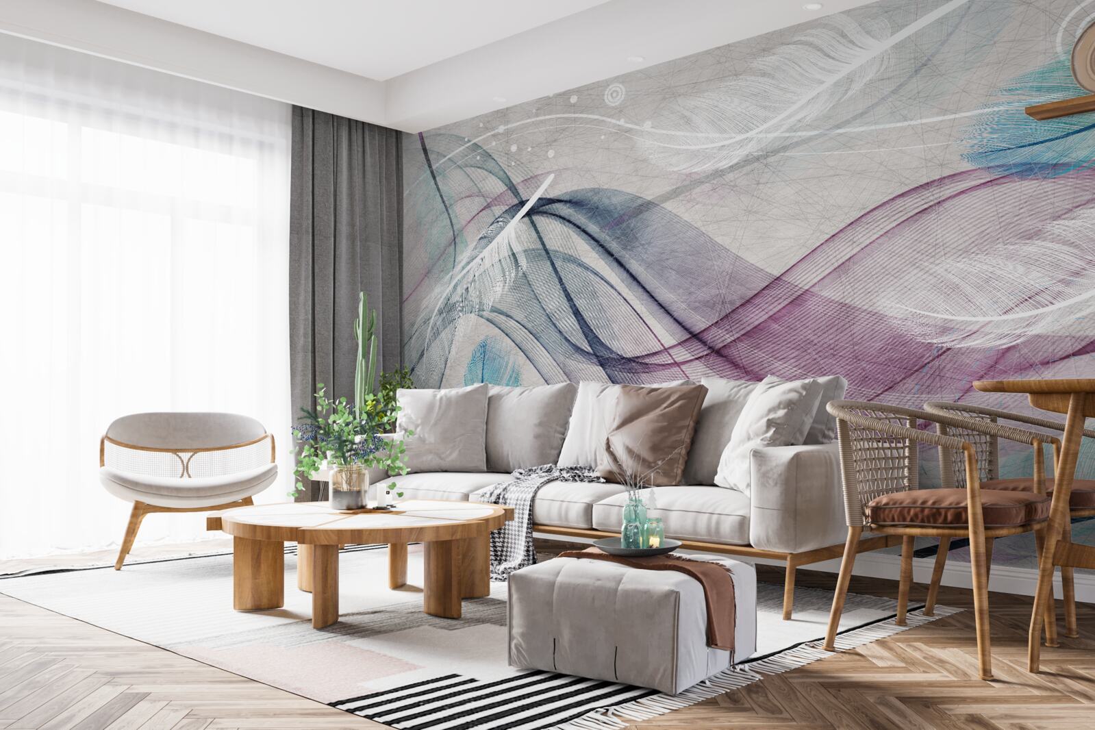 Fototapeta abstrakcja w kolorach piór i fal