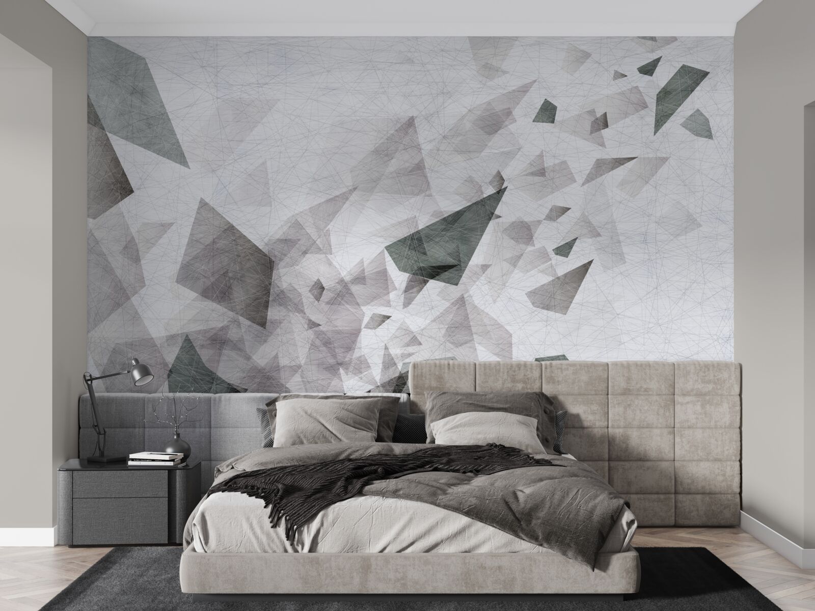 Fototapeta szare tło z abstrakcyjnym wzorem nici