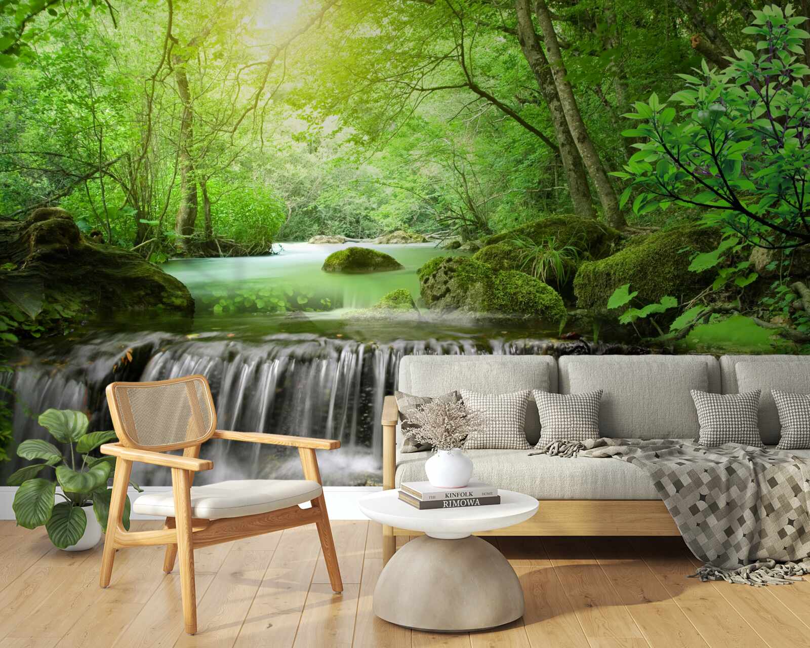 Fototapeta promienie słońca docierają do wodospadu