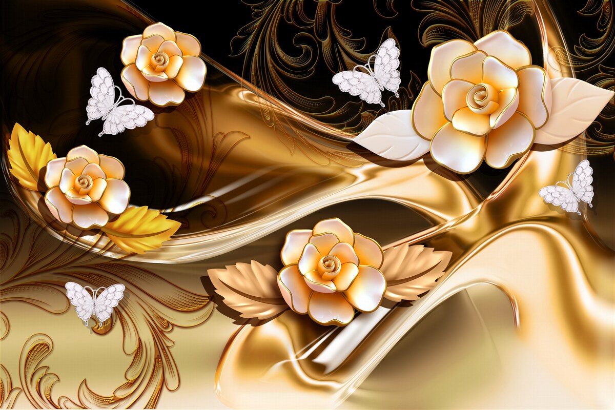 Fototapeta magnolie z kremowymi kwiatami na delikatnych gałązkach