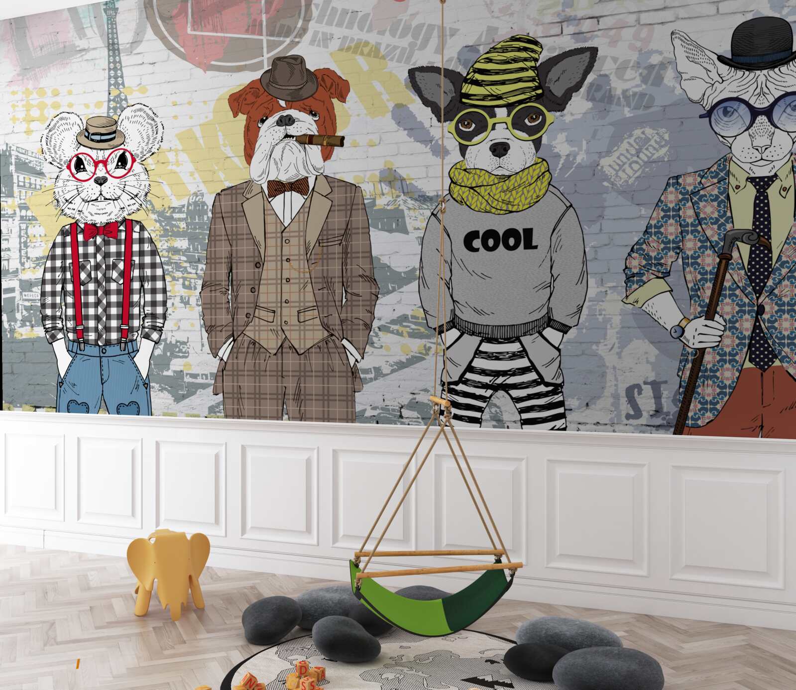 Fototapeta zwierzęta w modnych ubraniach