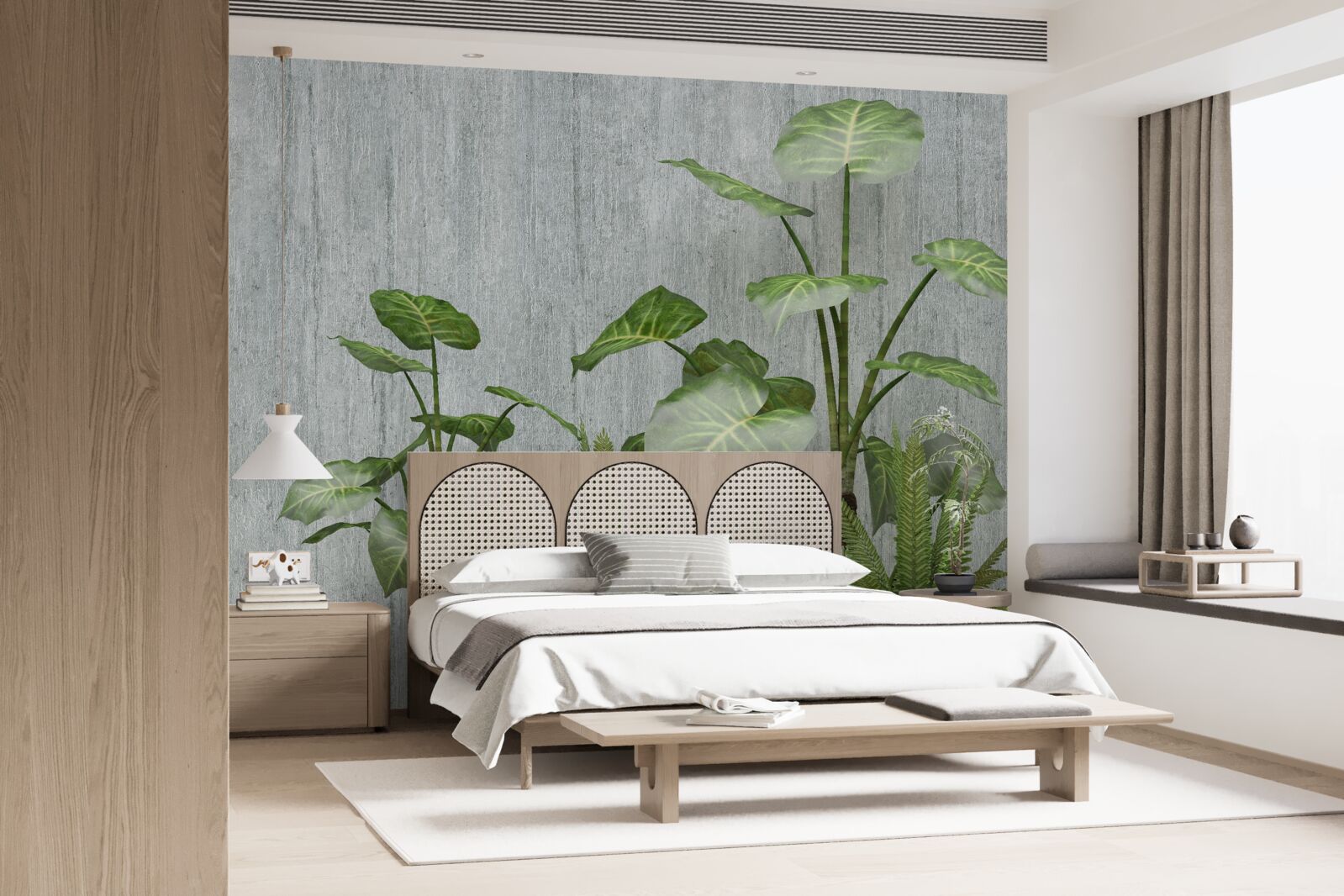 Fototapeta potężny krzew monstera na srebrnym tle