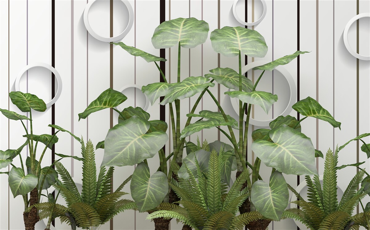 Fototapeta abstrakcyjne tło ozdobione zieloną roślinnością