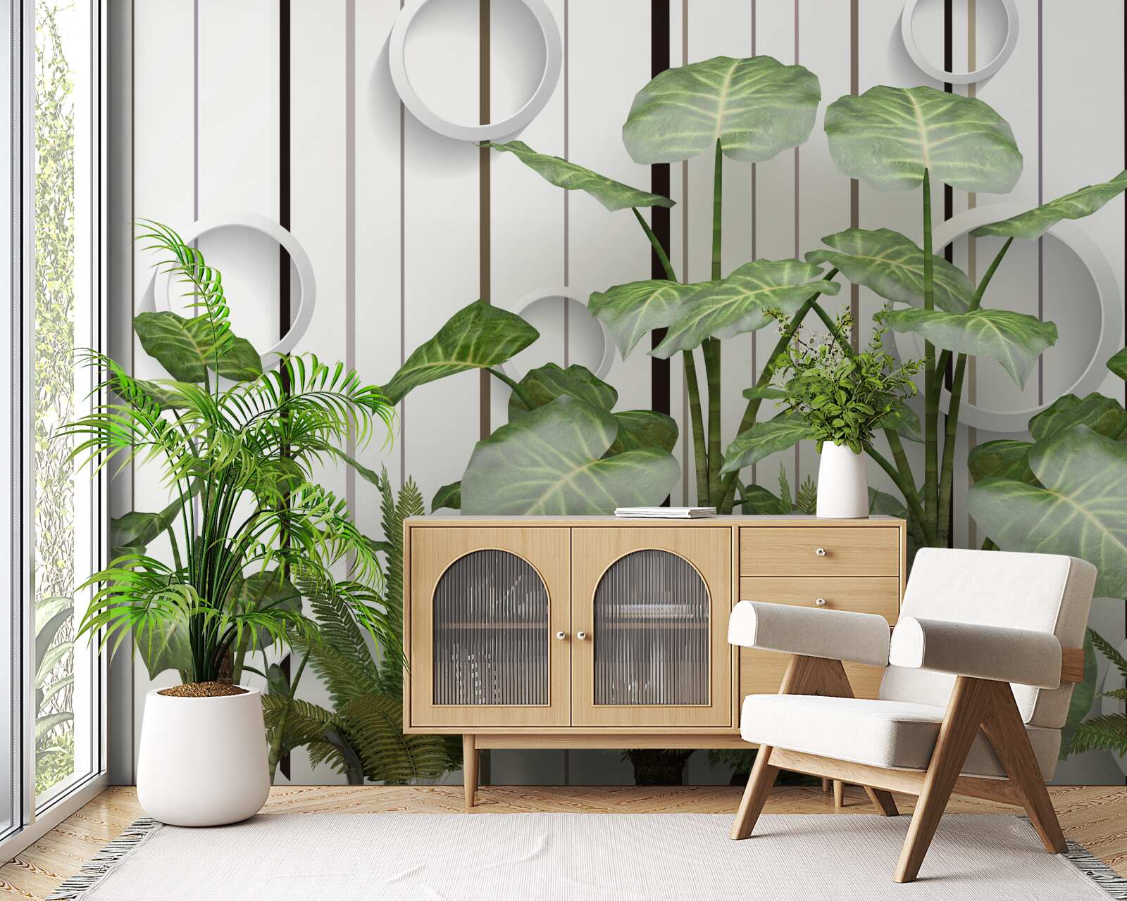 Fototapeta abstrakcyjne tło ozdobione zieloną roślinnością