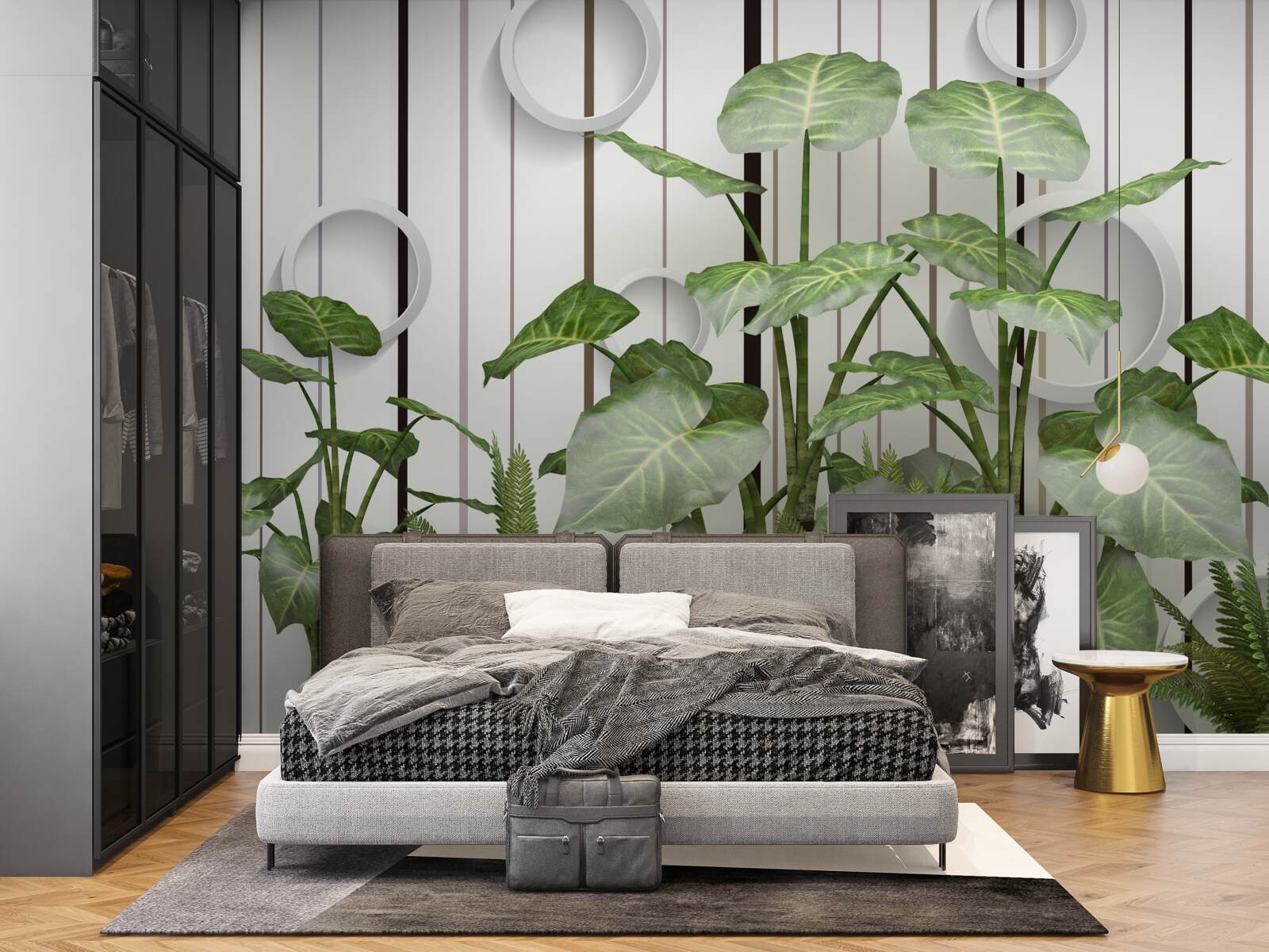 Fototapeta abstrakcyjne tło ozdobione zieloną roślinnością