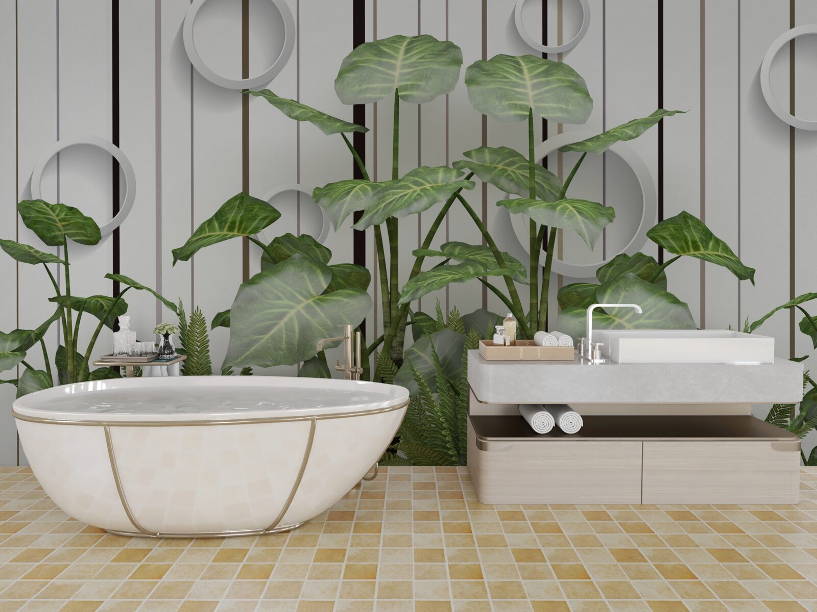 Fototapeta abstrakcyjne tło ozdobione zieloną roślinnością