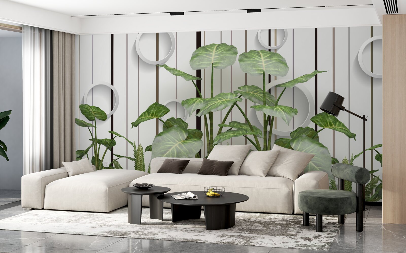 Fototapeta abstrakcyjne tło ozdobione zieloną roślinnością