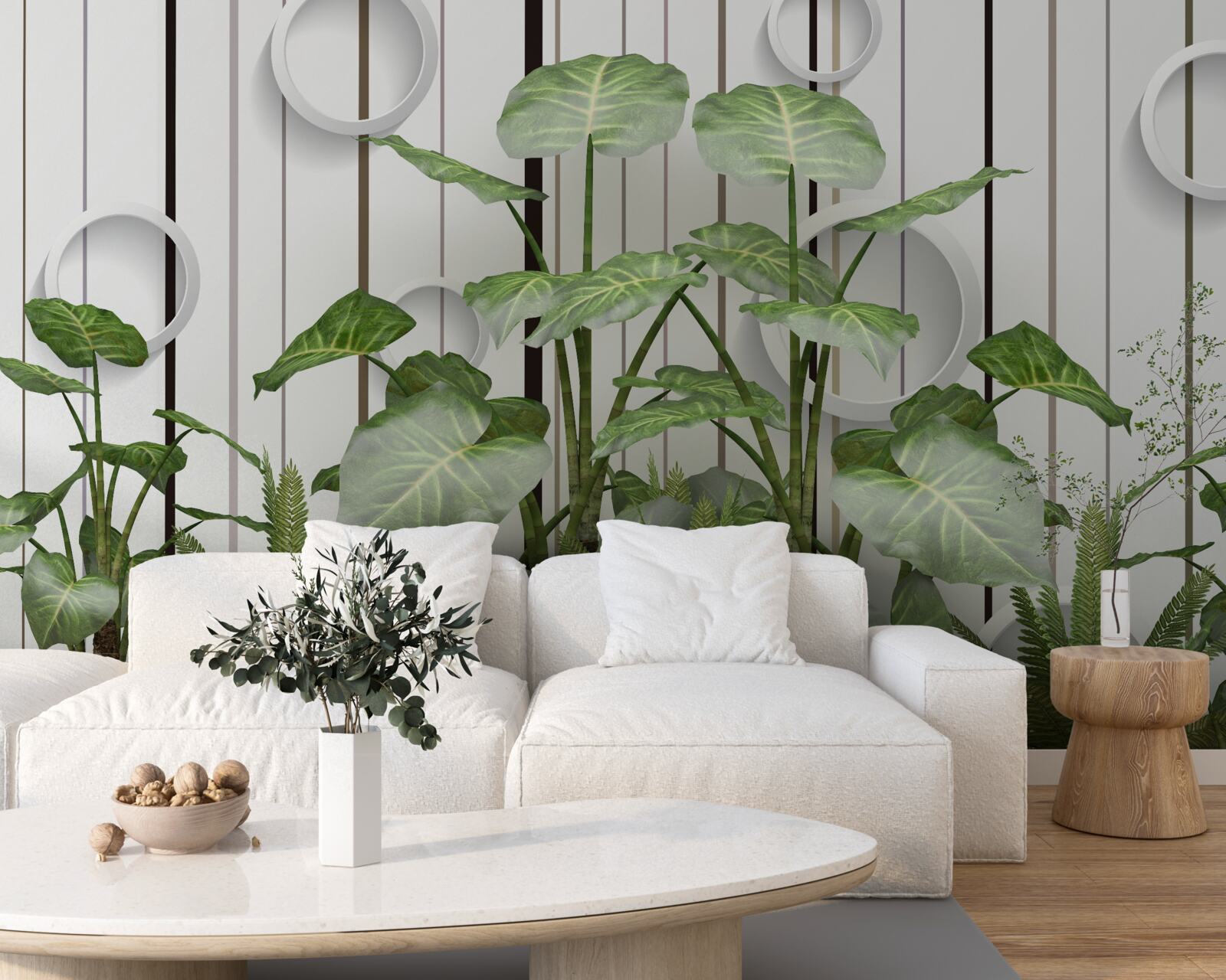 Fototapeta abstrakcyjne tło ozdobione zieloną roślinnością