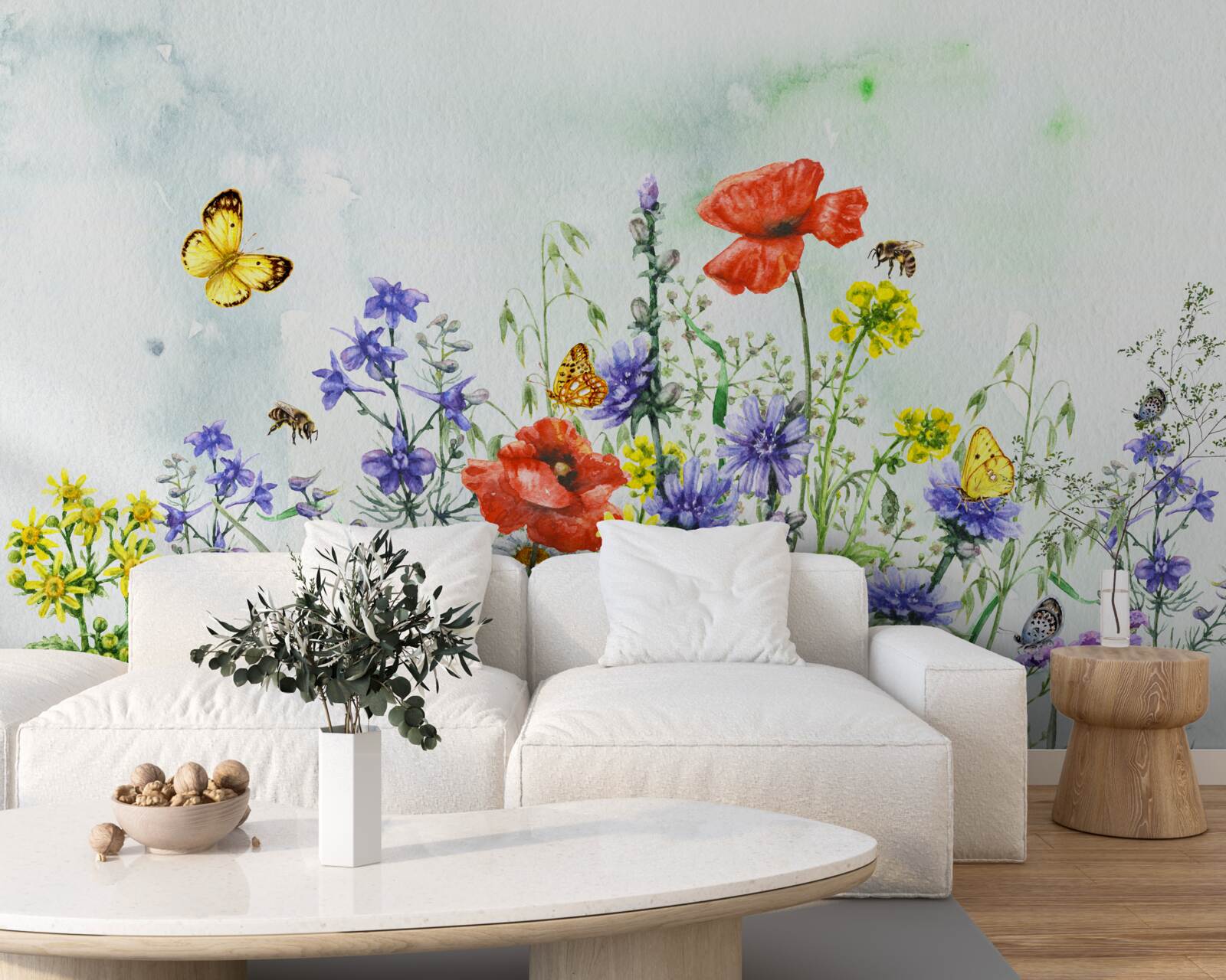 Fototapeta spektakularne motyle i kwiaty łąkowe latem