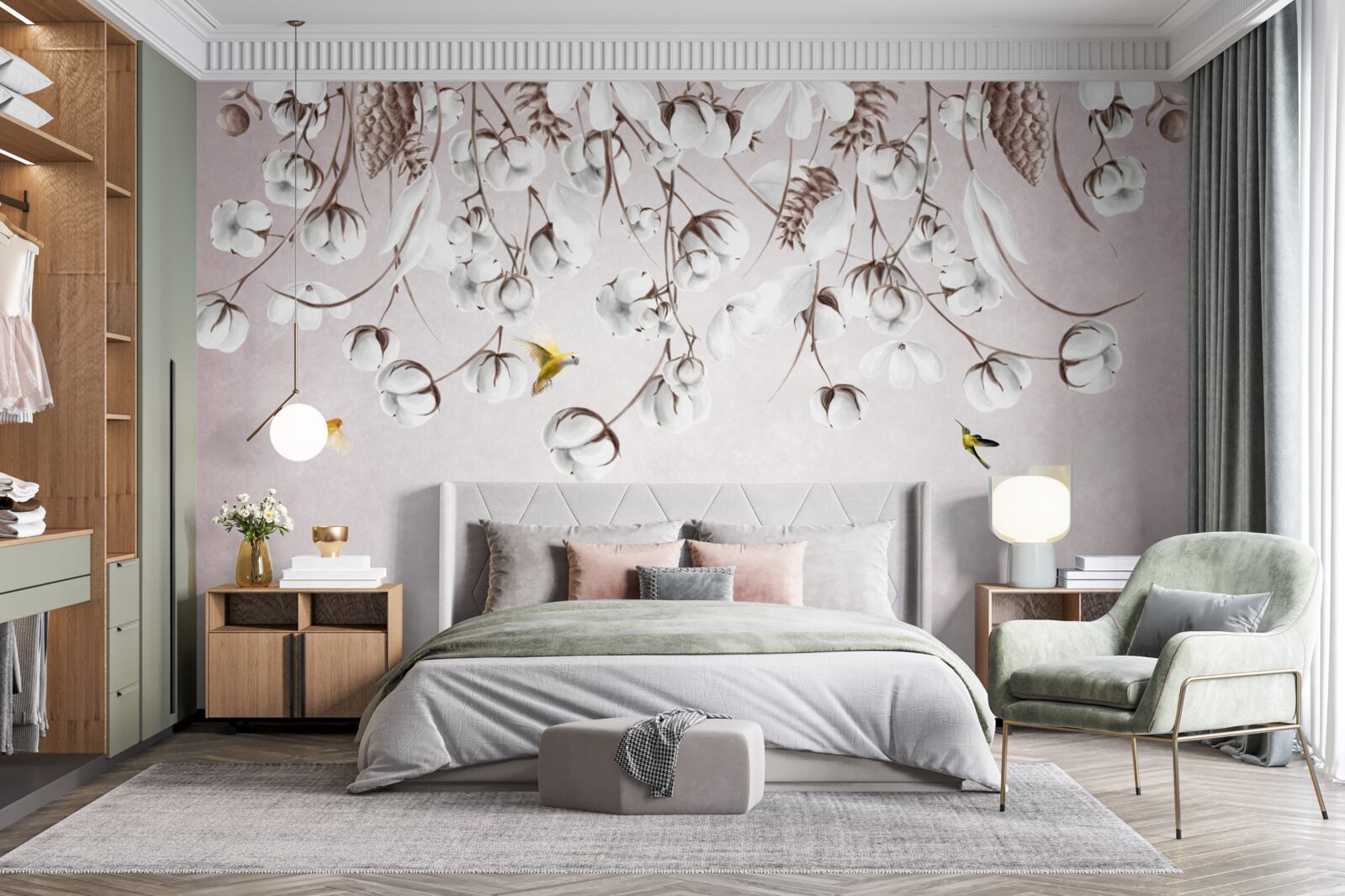 Fototapeta lekka bawełna na białym tle