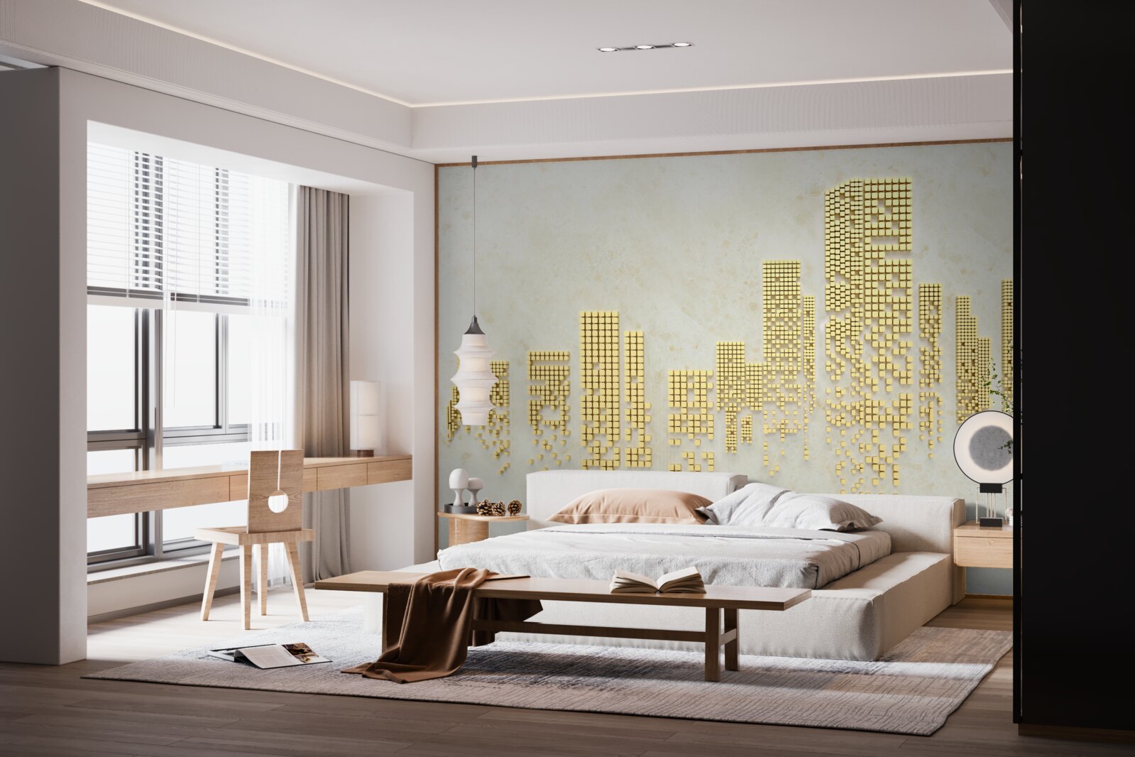 Fototapeta mieszkania ze złotych kostek